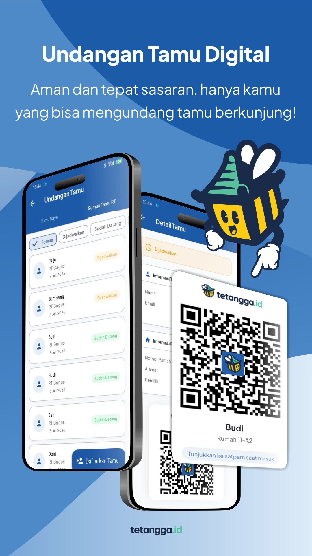 Tampilan undangan tamu digital beserta QR code